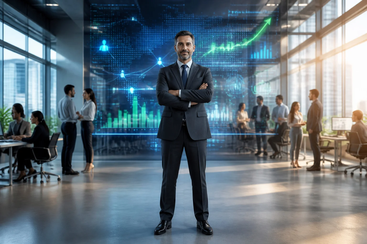 Leader visionnaire dans un bureau moderne