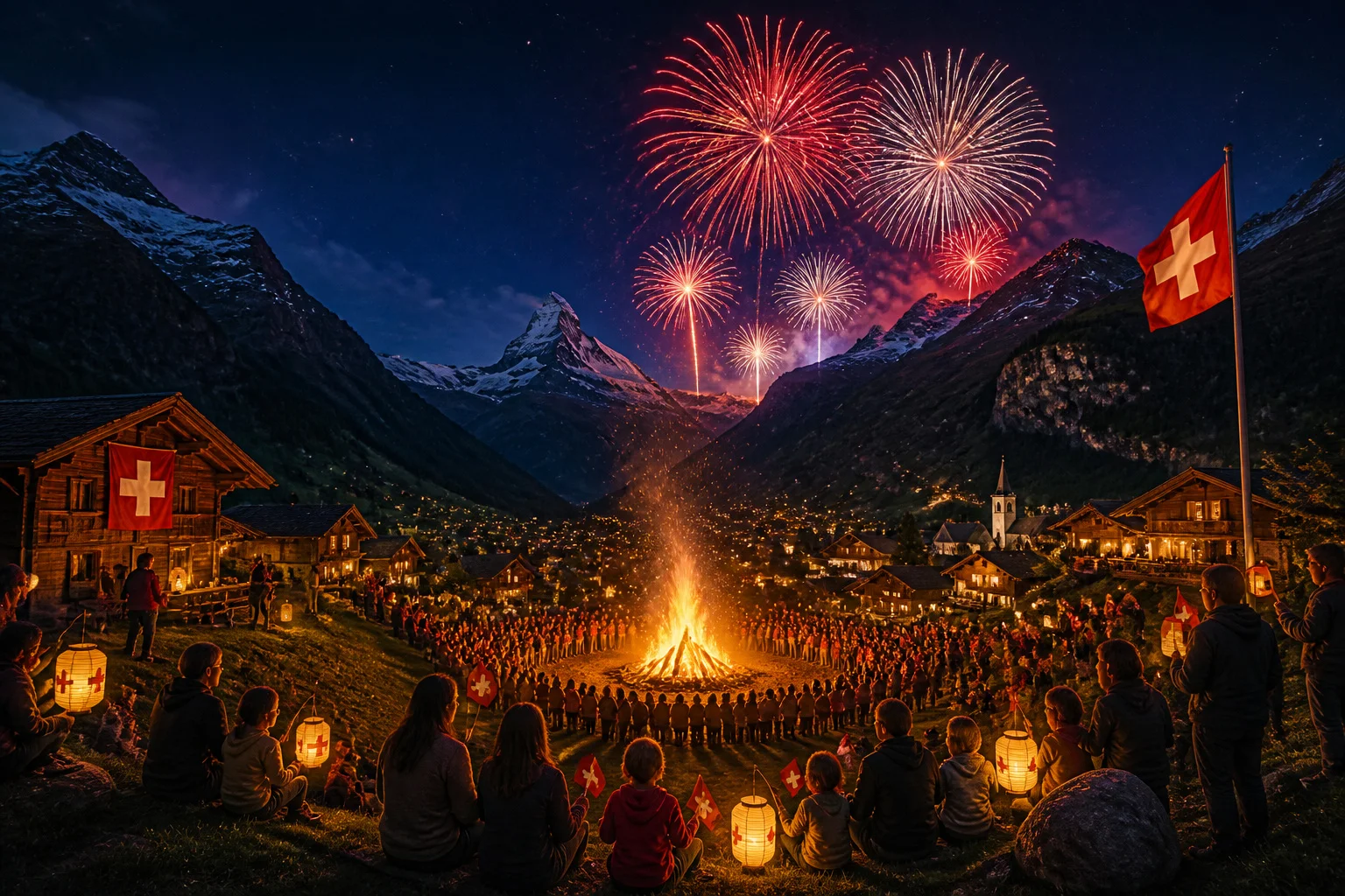Fete nationale suisse dans les alpes