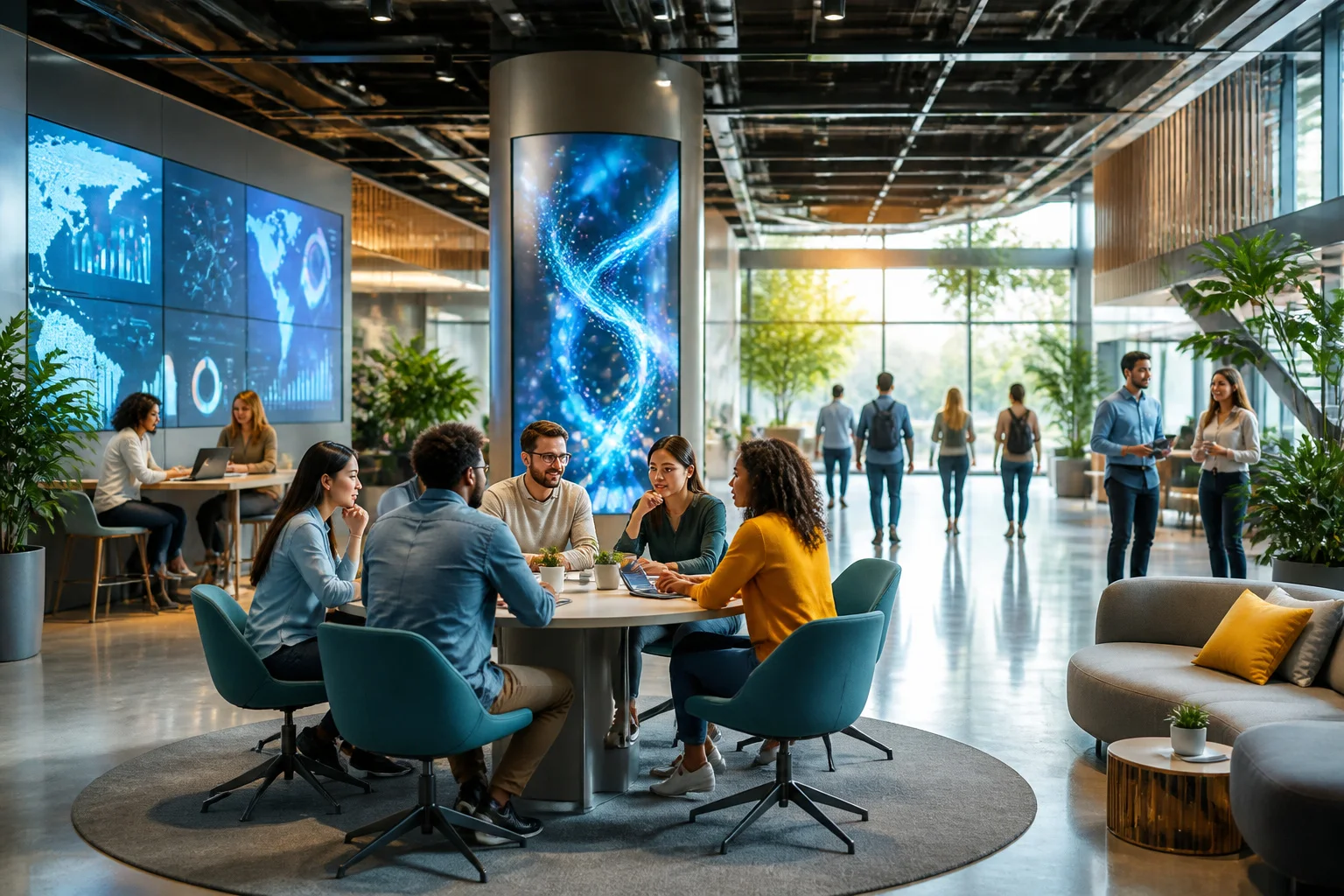 Collaboration et innovation dans un espace de travail moderne