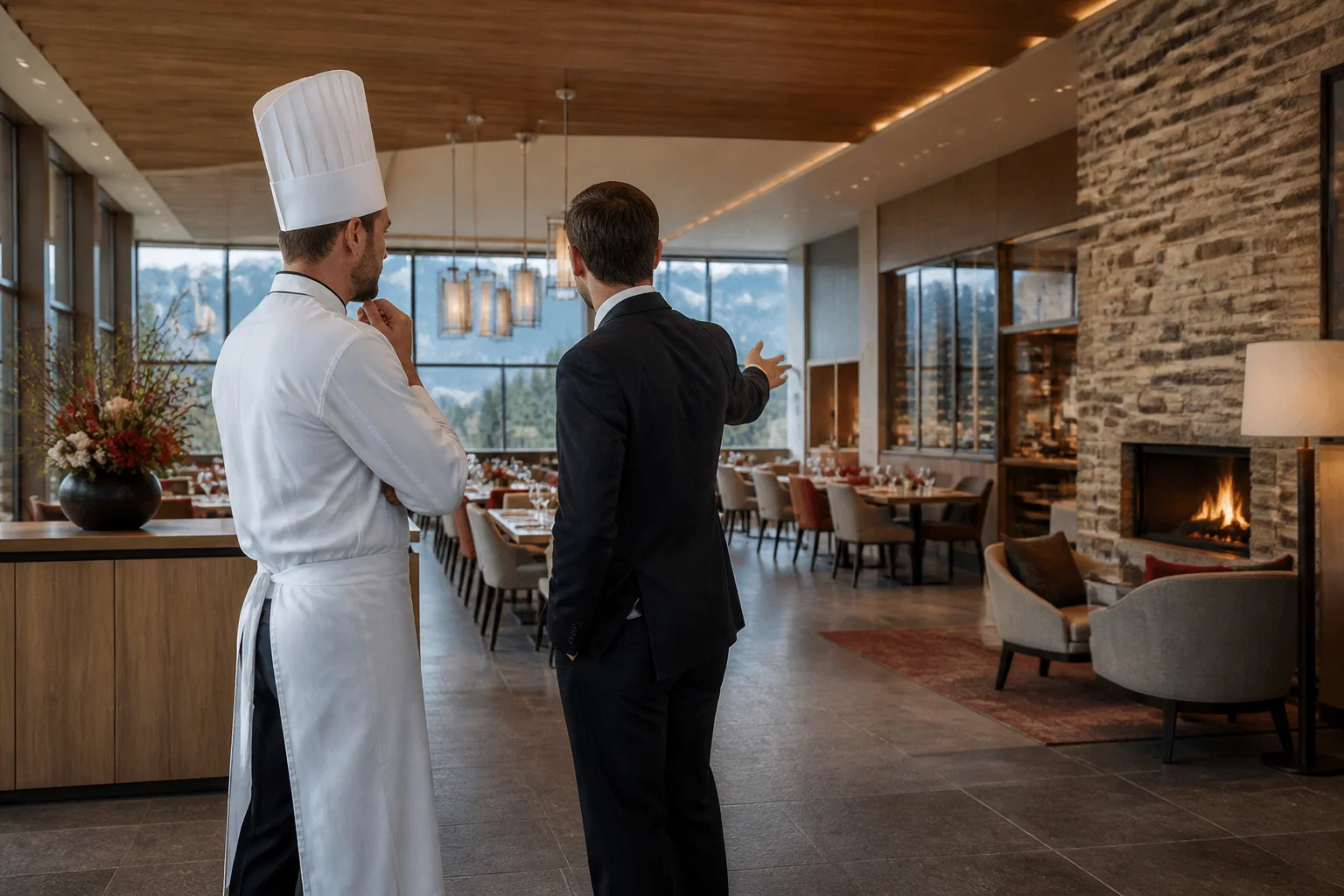 Collaboration chef and manager restaurant suisse