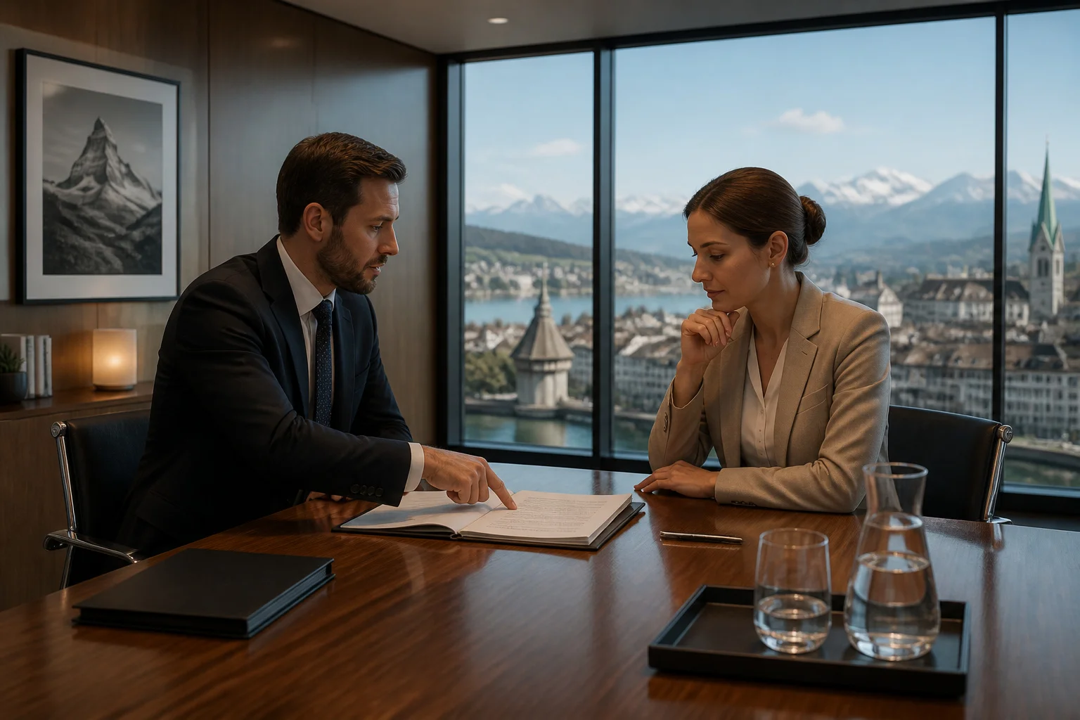Accord commercial dans un bureau suisse