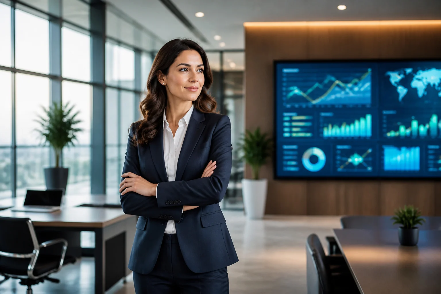 Manager rh visionnaire dans un bureau moderne
